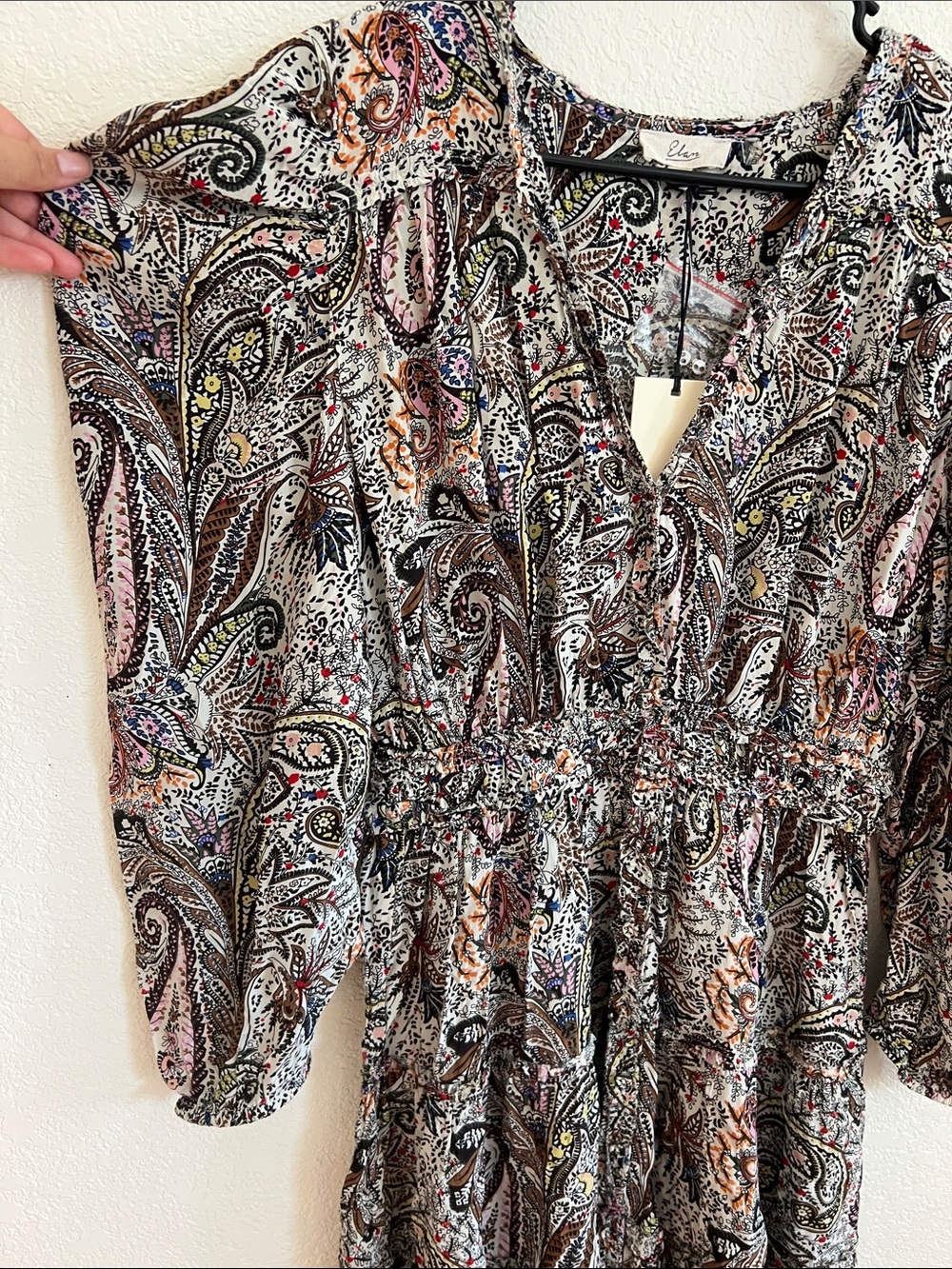 Elan Women's Paisley-Print Chiffon Puff-Sleeve Mini Dress - Picture 4 of 5